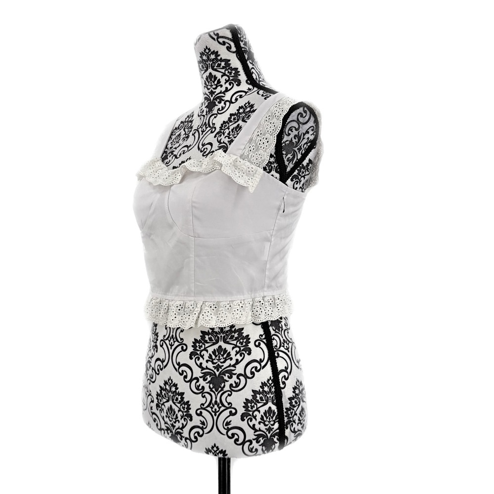 Eyelet Ruffle White Tank Top - Picture 6 of 12
